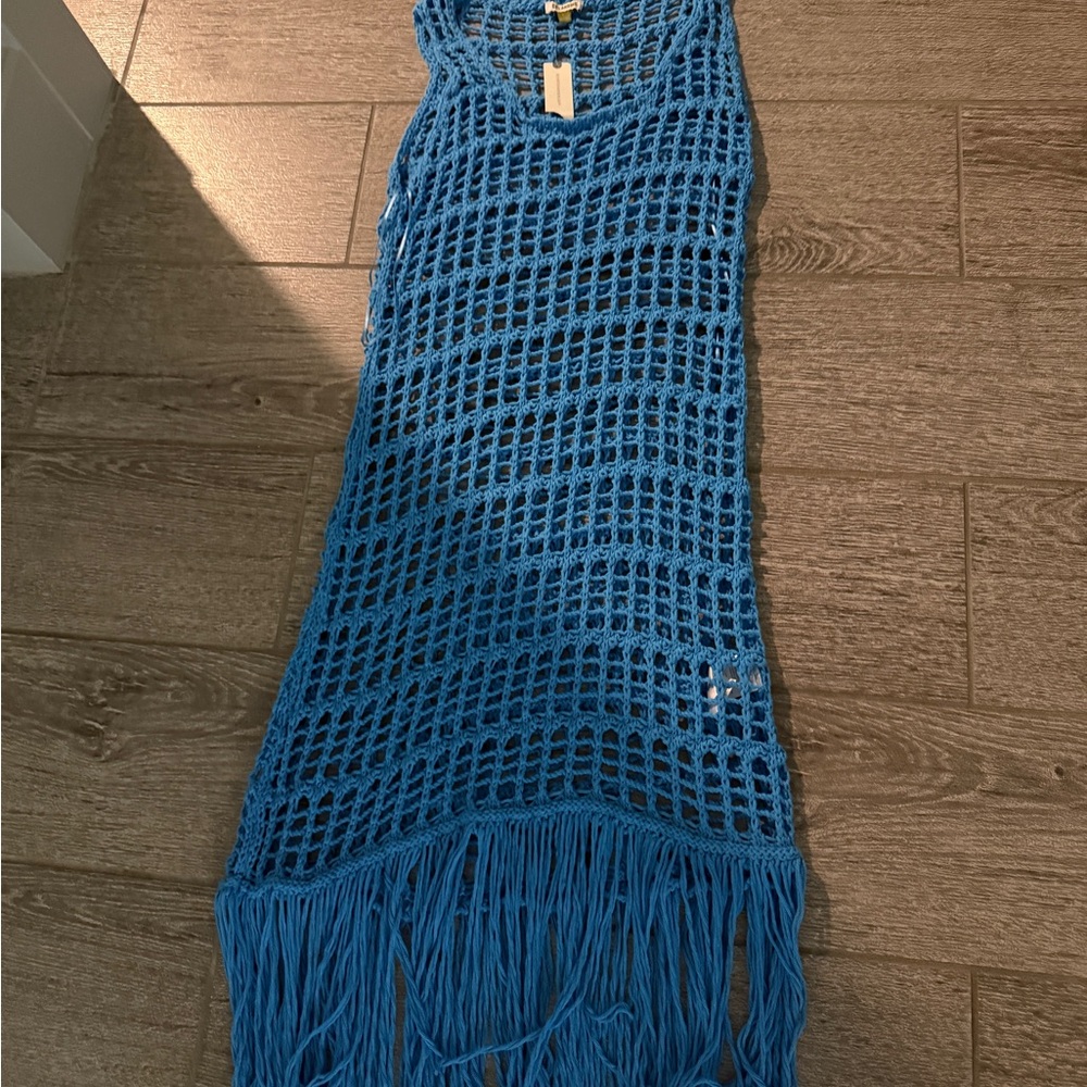 Anthropologie Blue Crochet Swim Coverup